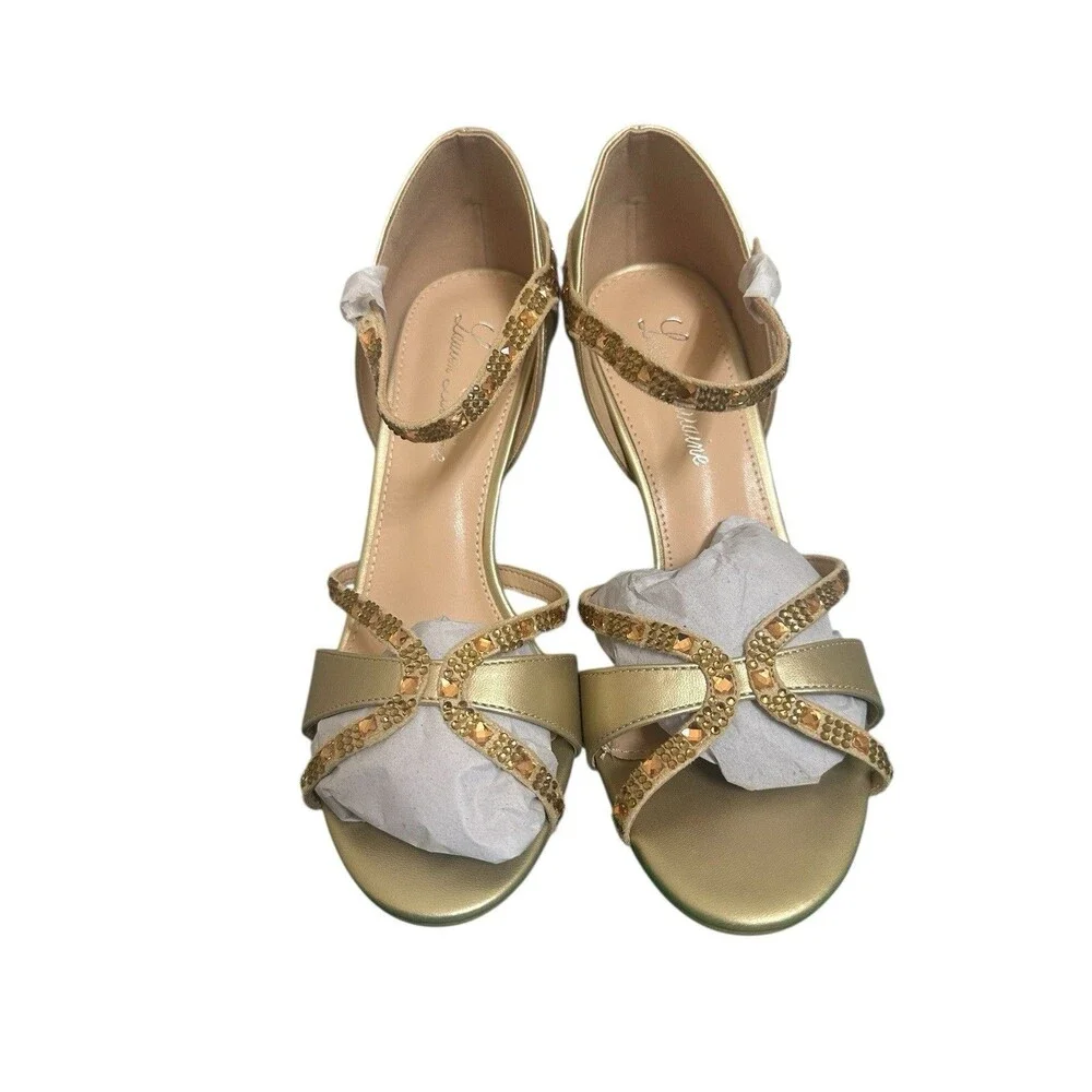 NEW Lauren Lorraine Women's 8 Daisey Gold Strappy Heel Sequins Open Toe w/ Box